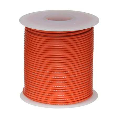 REMINGTON INDUSTRIES 26 AWG Gauge Stranded Hook Up Wire, 100 ft Length, Orange, 0.0190" Diameter, PTFE, 600 Volts 26PTFESTRORA100